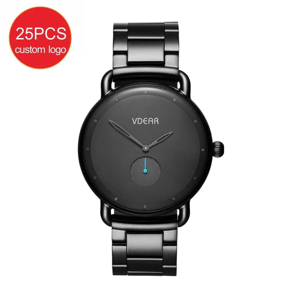 VDEAR – Luxus-Armbanduhr für Herren, Edelstahl, Kettenhemd, Gunmetal-Schwarz, japanisches Miyota 1L45 Uhrwerk, Sonderangebot 2019 1