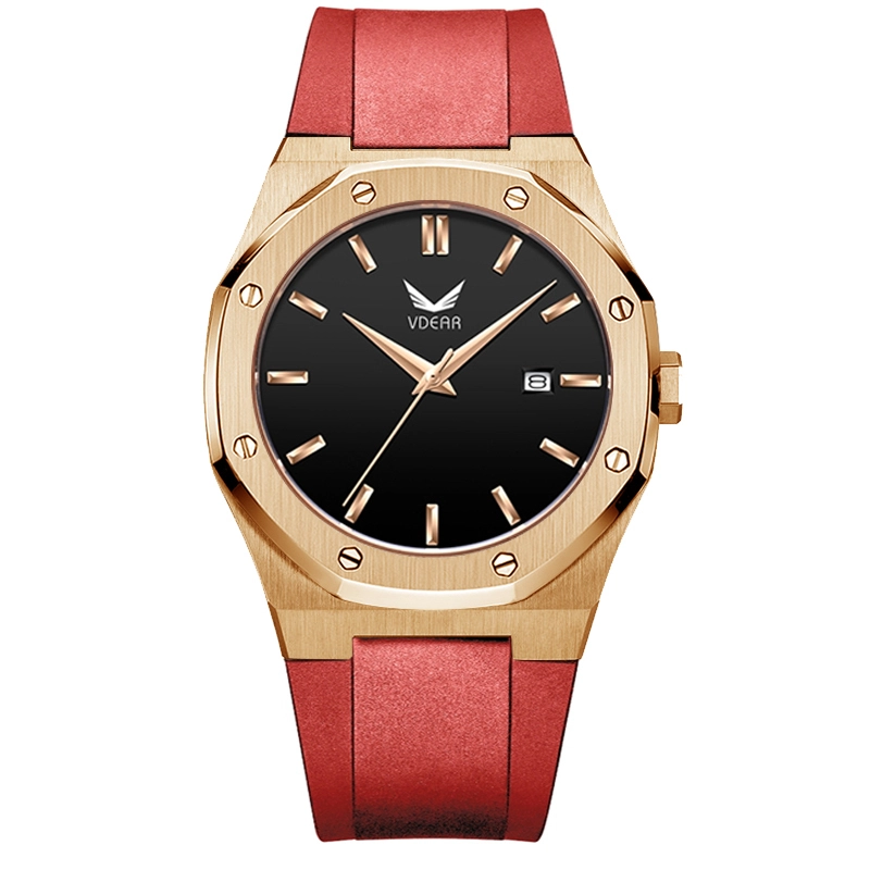 VDEAR - Rose Gold Coating Private Label Oem Brand Name Stainless Steel Luxury Silicone Watch Custom Premium Watch For Mens 50MOQ Custom Watch 1