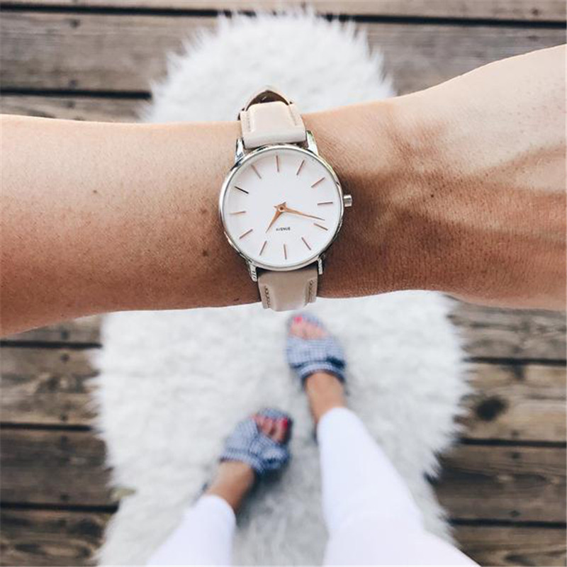 VDEAR - Oranjekleurige, echt lederen band, prachtig dameshorloge, merk dameshorloge, roségoud, dames quartzhorloge 14