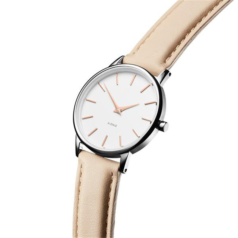 VDEAR - Oranjekleurige, echt lederen band, prachtig dameshorloge, merk dameshorloge, roségoud, dames quartzhorloge 12