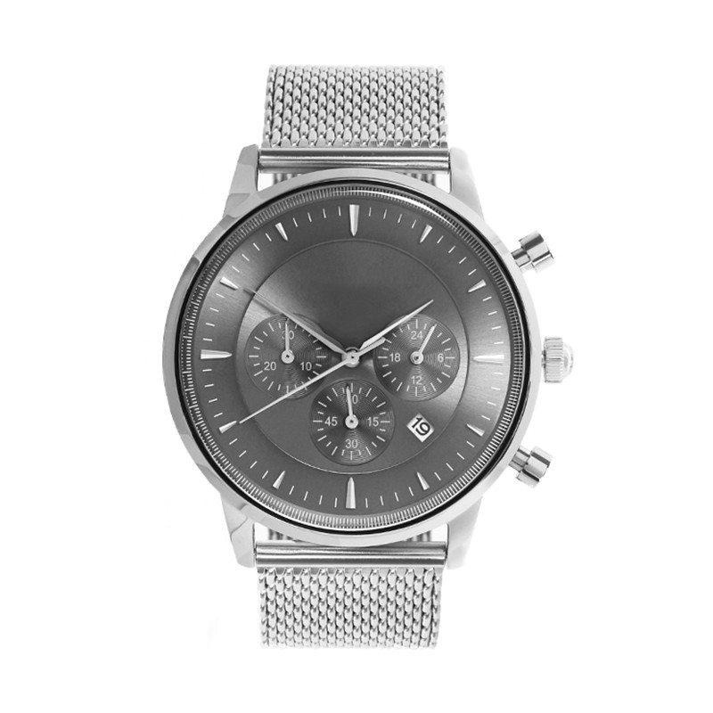 VDEAR - Newest Custom Grey sunray CD grain dial japanese movement stainless steel back quartz watch case 316l Chronograph Watch 14