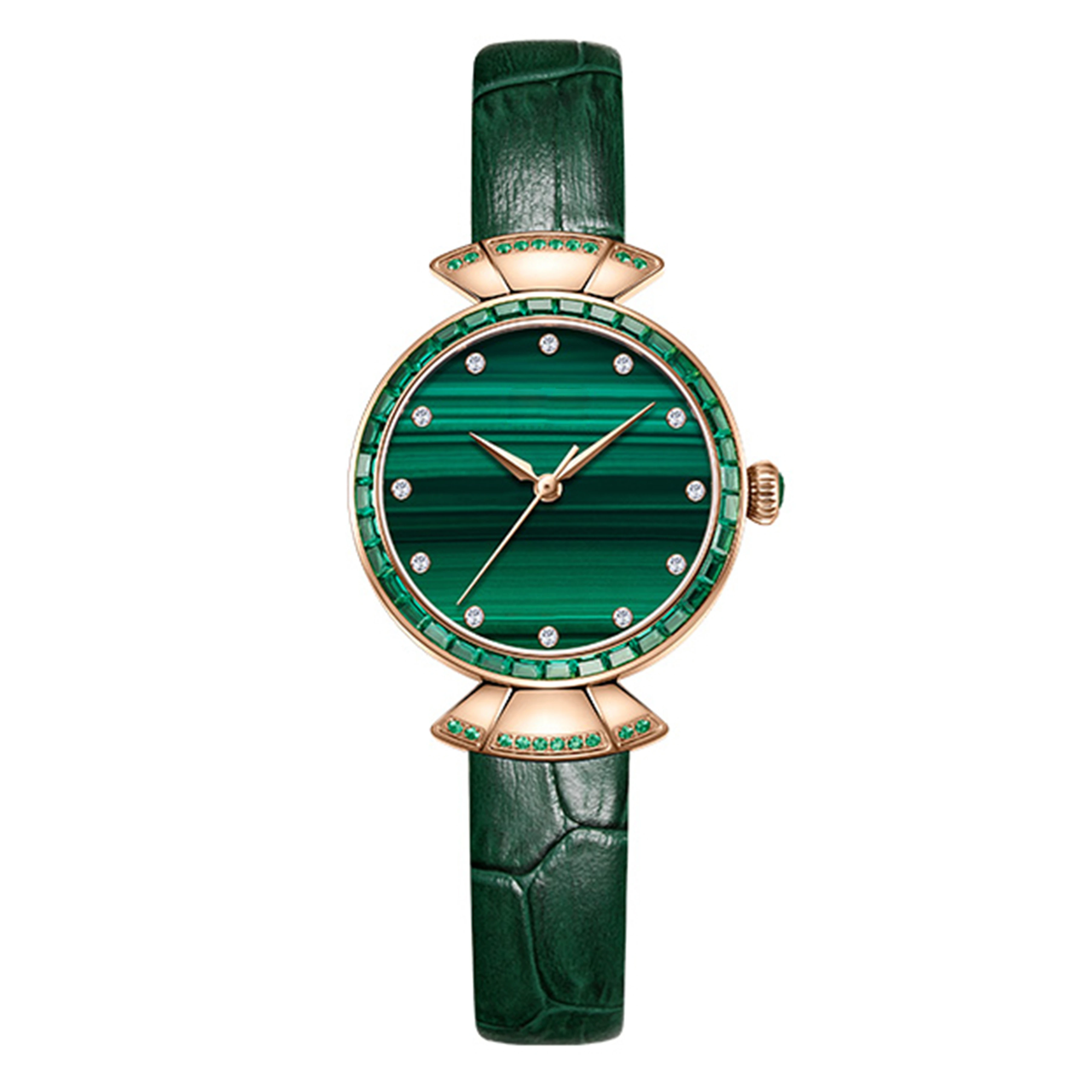 VDEAR - Oem Low Moq Stainless Steel Bezel Water Resistant Malachite Stone Watches Diamond Brand Watches Women Lady Quartz Watch 1