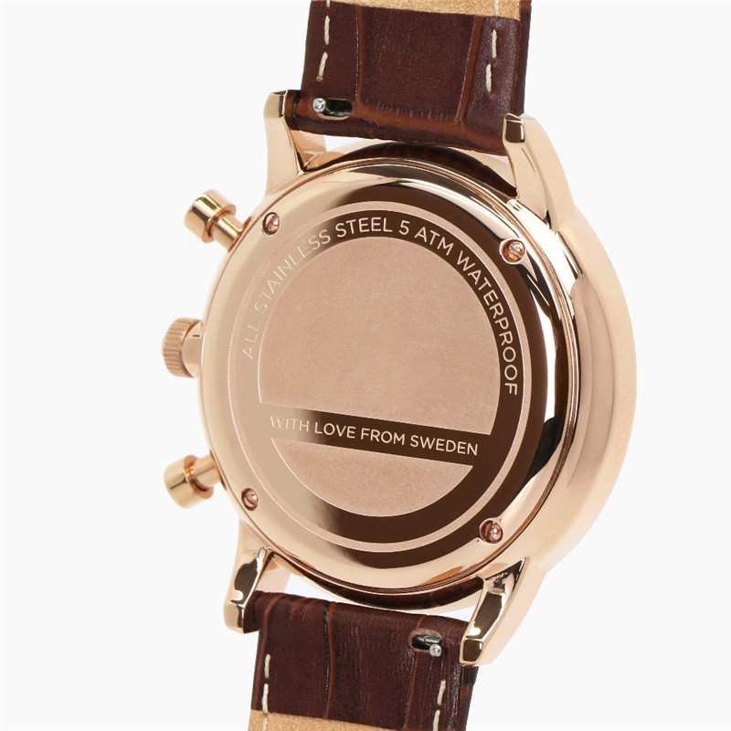 VDEAR - Butterfly buckle genuine leather oem own brand chronograph men watches wristwatches quartz Chronograph Watch 18