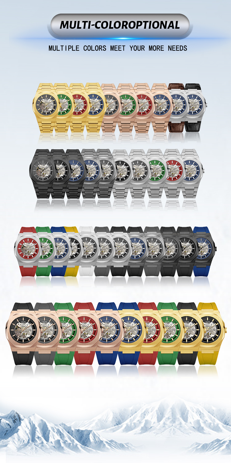 VDEAR - 2021 Luxary Lujo 3Atm Waterproof Acero Inoxidable Dorado Luminous Automatic Luxury Mechanical Skeleton Watch For male New Arrival 13