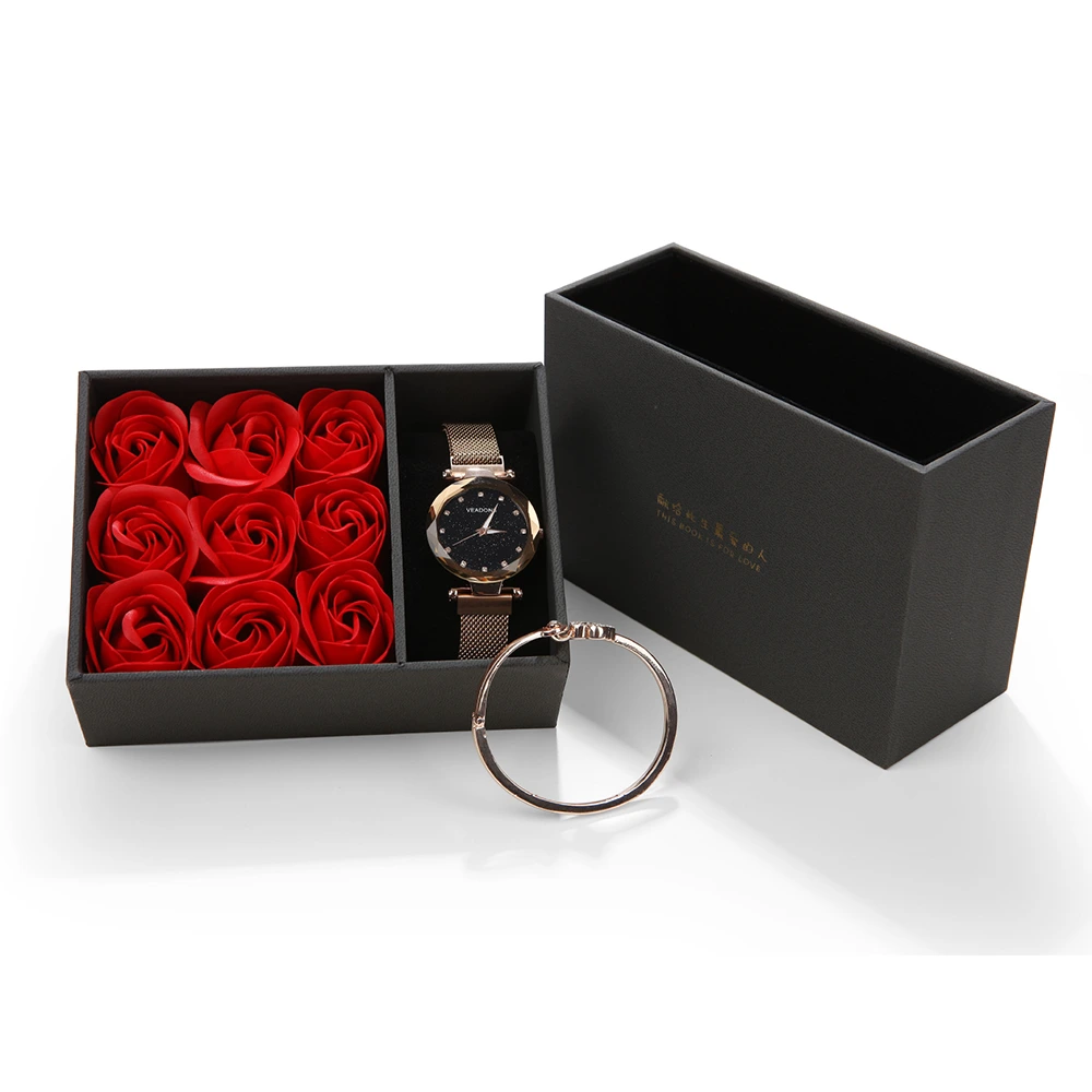 VDEAR - Custom logo luxury gift paper packaging watch box with rose Watch Box 1