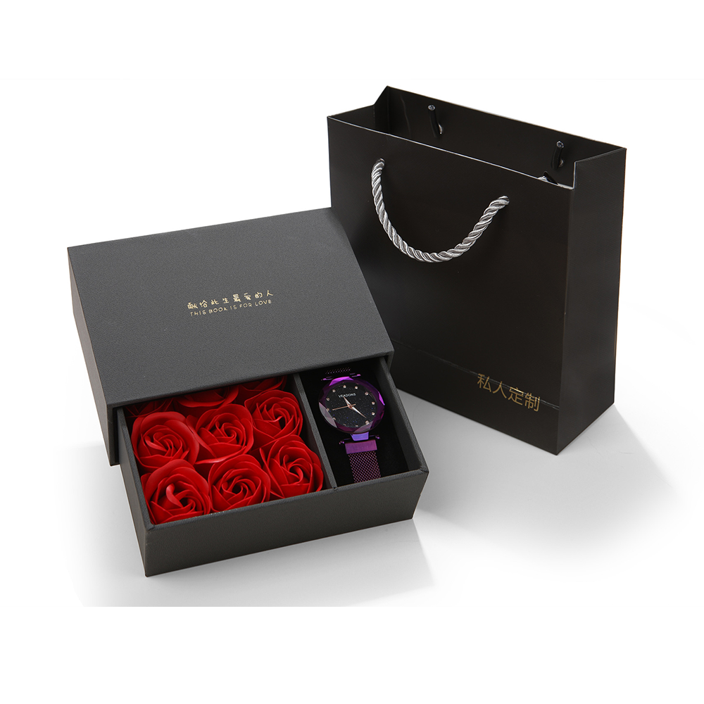 VDEAR - Custom logo luxury gift paper packaging watch box with rose Watch Box 17