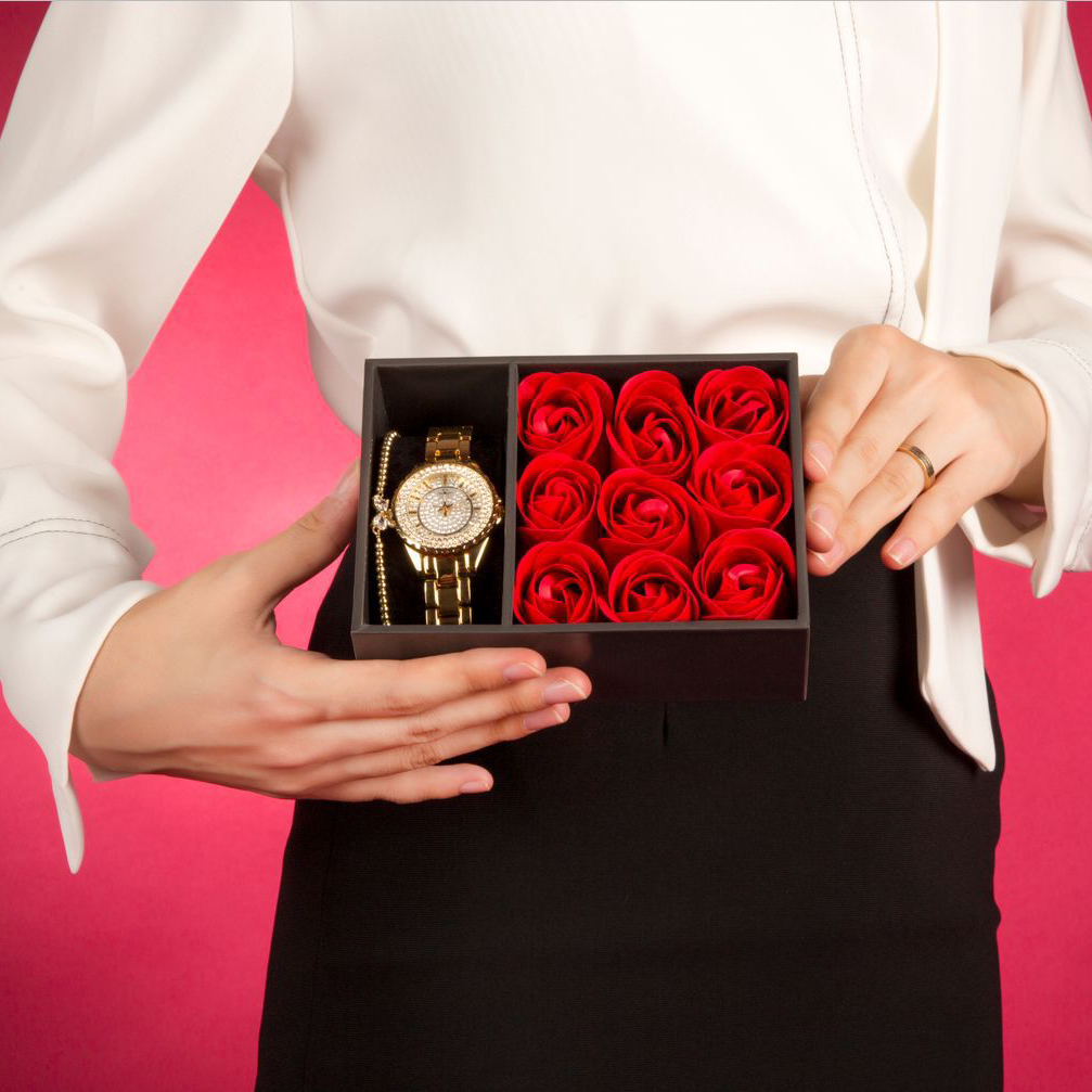 VDEAR - Custom logo luxury gift paper packaging watch box with rose Watch Box 15
