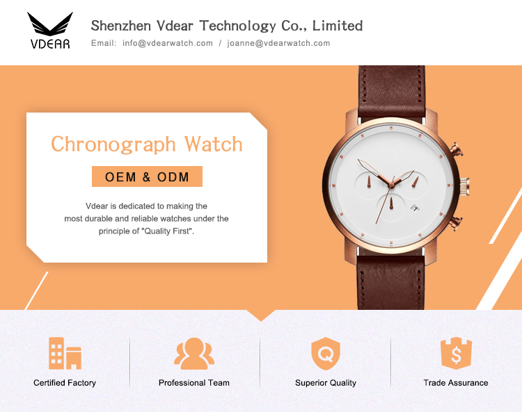 VDEAR - Fashion Simple Design Luxury Leather Chronograph Male Wrist Watches Chronograph Watch 8
