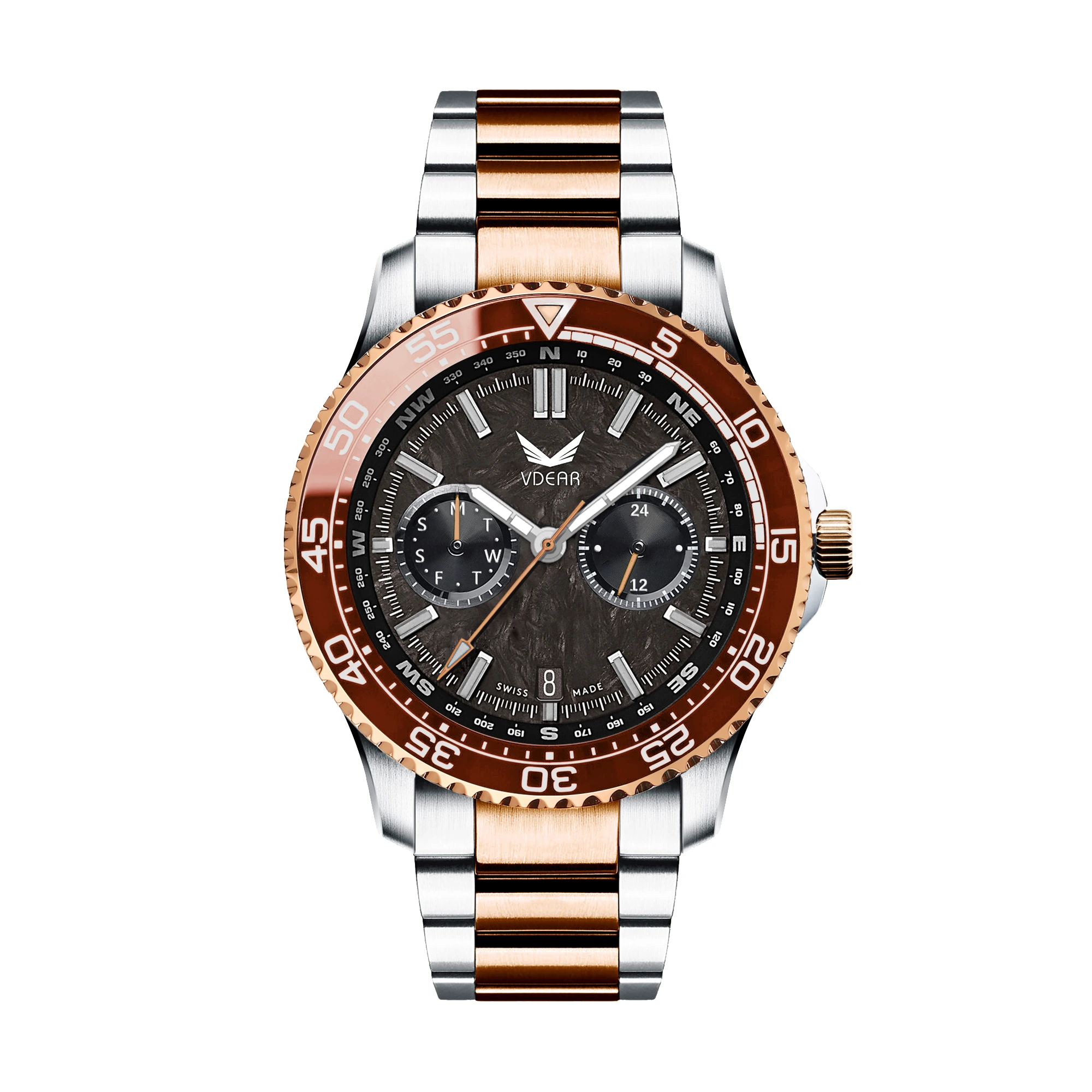 VDEAR - Costomized Personalized For Mens 12 Slots Luxury Leather Watch Winder Box Small Chronograph Watch Chronograph Watch 1