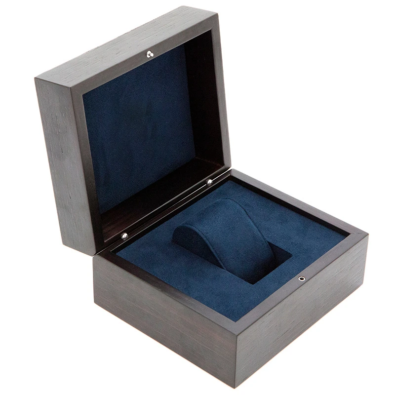 VDEAR - Scatola per orologio in legno di lusso in velluto nero marrone OEM con logo personalizzato, scatola per orologio in legno per orologio 1