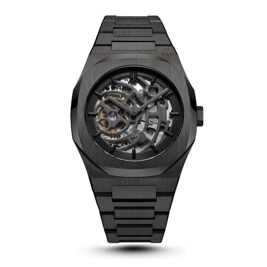 VDEAR - Carved Face All black coating stainless steel case luxury customized watches automatic men others 1