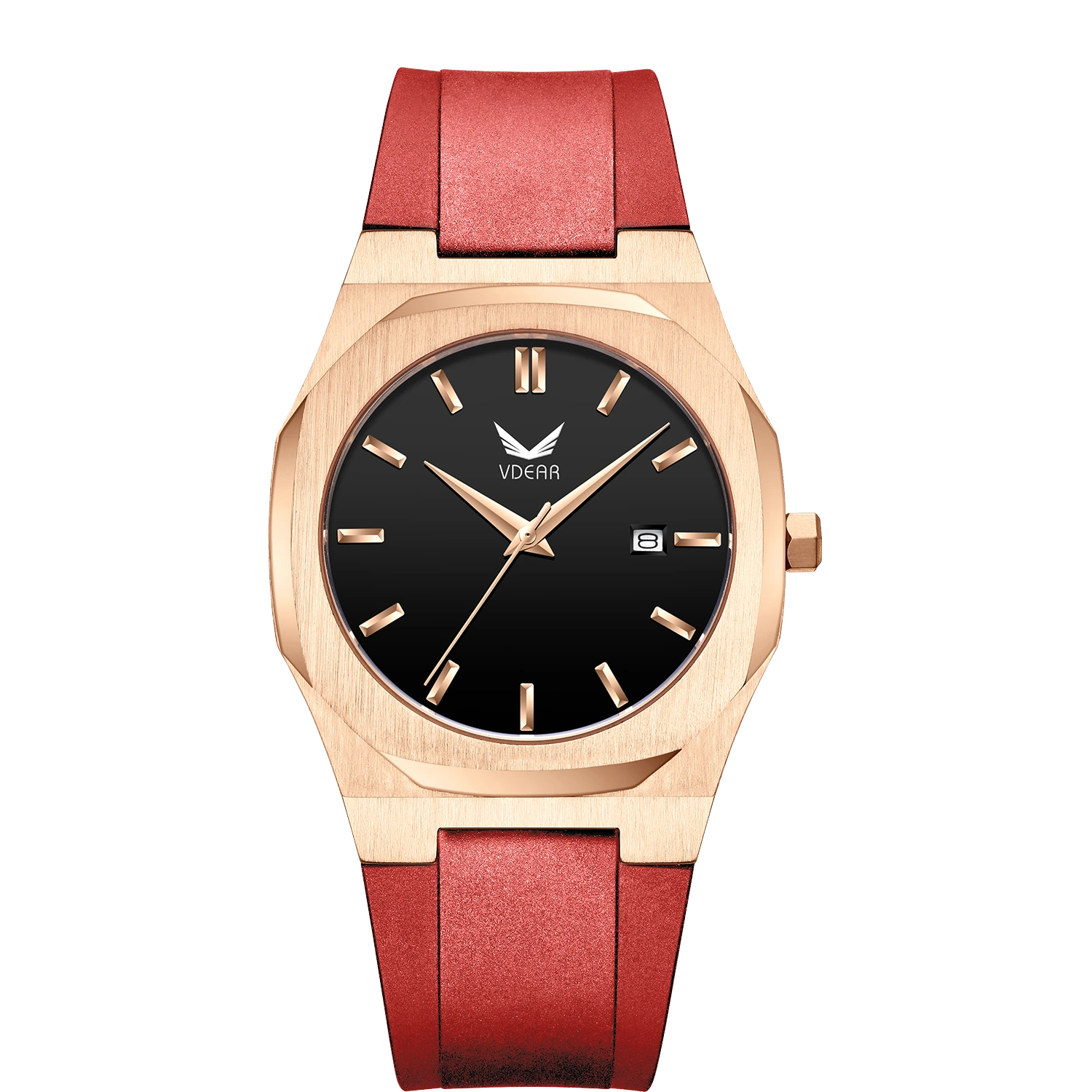 VDEAR - Blank Dial Mens Stainless Steel Quartz Goldlis Qatch Quartz Wirst Watches DayDate Rubber Strap others 1