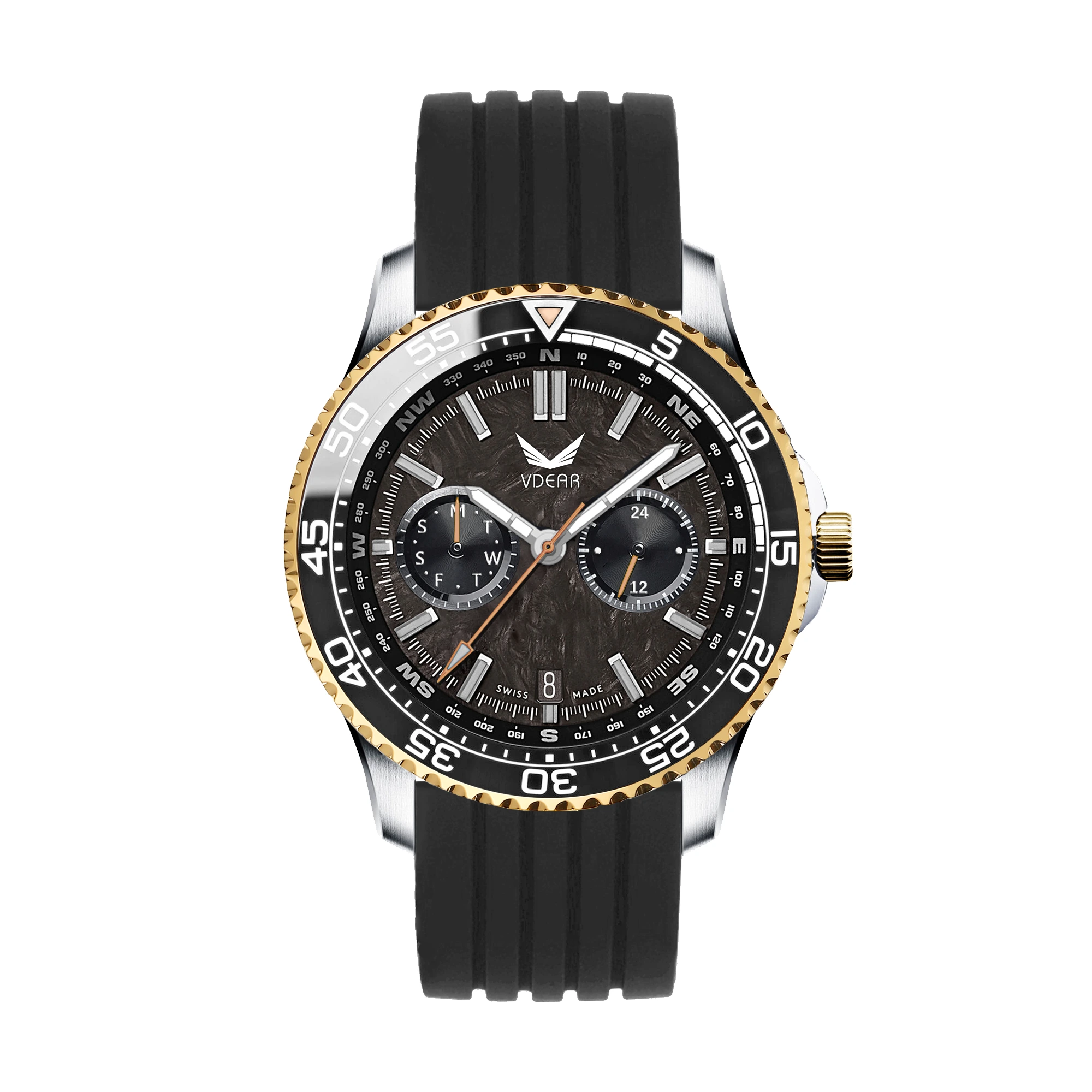 VDEAR - Make Custom Japan Movement Quartz sr626sw Big Face Golden Watches For Men Silver Mens Watch New Arrival 1