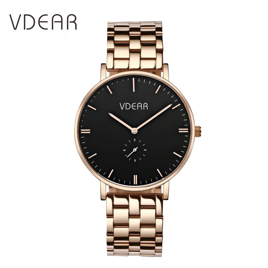 VDEAR - 316L stainless steel band sapphire glass simple rose gold luxury brand watches men Stainless Steel Style 1