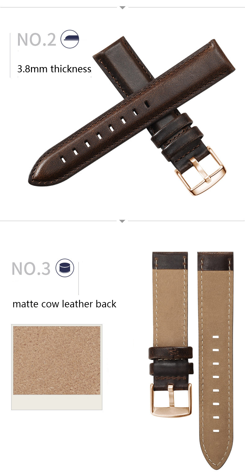 VDEAR - Quick release pins 20mm strong leather belts custom made low price watch strap leather Leather Band 11