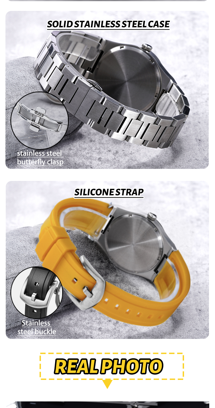 Vdear Wave Bezel 40mm Rose Gold Case Quartz Wristwatch Sunray Dial Luminous Hands 5atm Water Resistant Watch 14