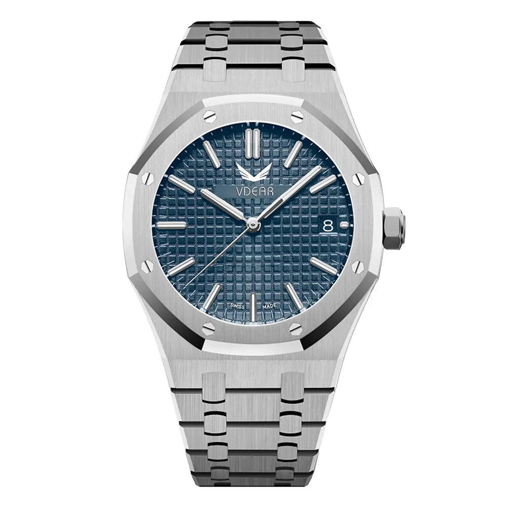 VDEAR Mesh Dial Silver Steel Quartz Watch - Waterproof Fashion Men's Watch 1
