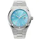 Custom Logo Light Blue Dial Silver Steel Band Watch - High Quality and Customizable 1