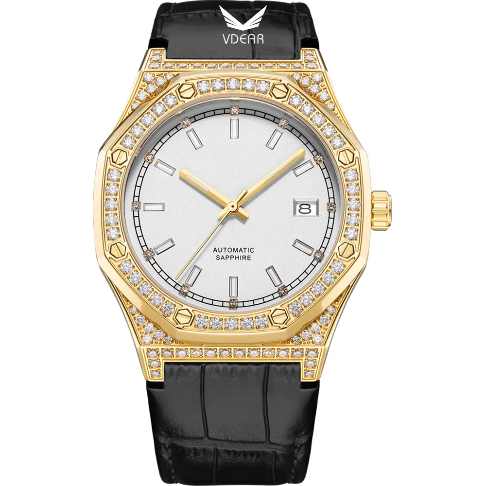 Lyxig VDEAR japansk Nh35 diamantmekanisk klocka 1