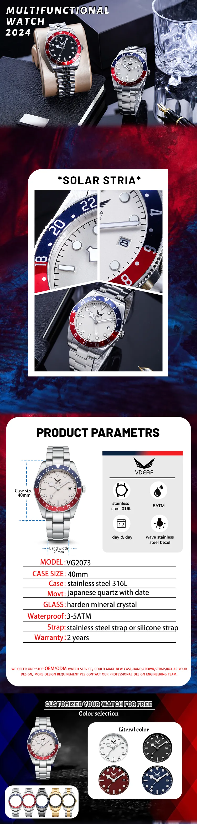 Quality OEM ODM Mens Stainless Steel 316L Quartz Watch Manufacturer 11