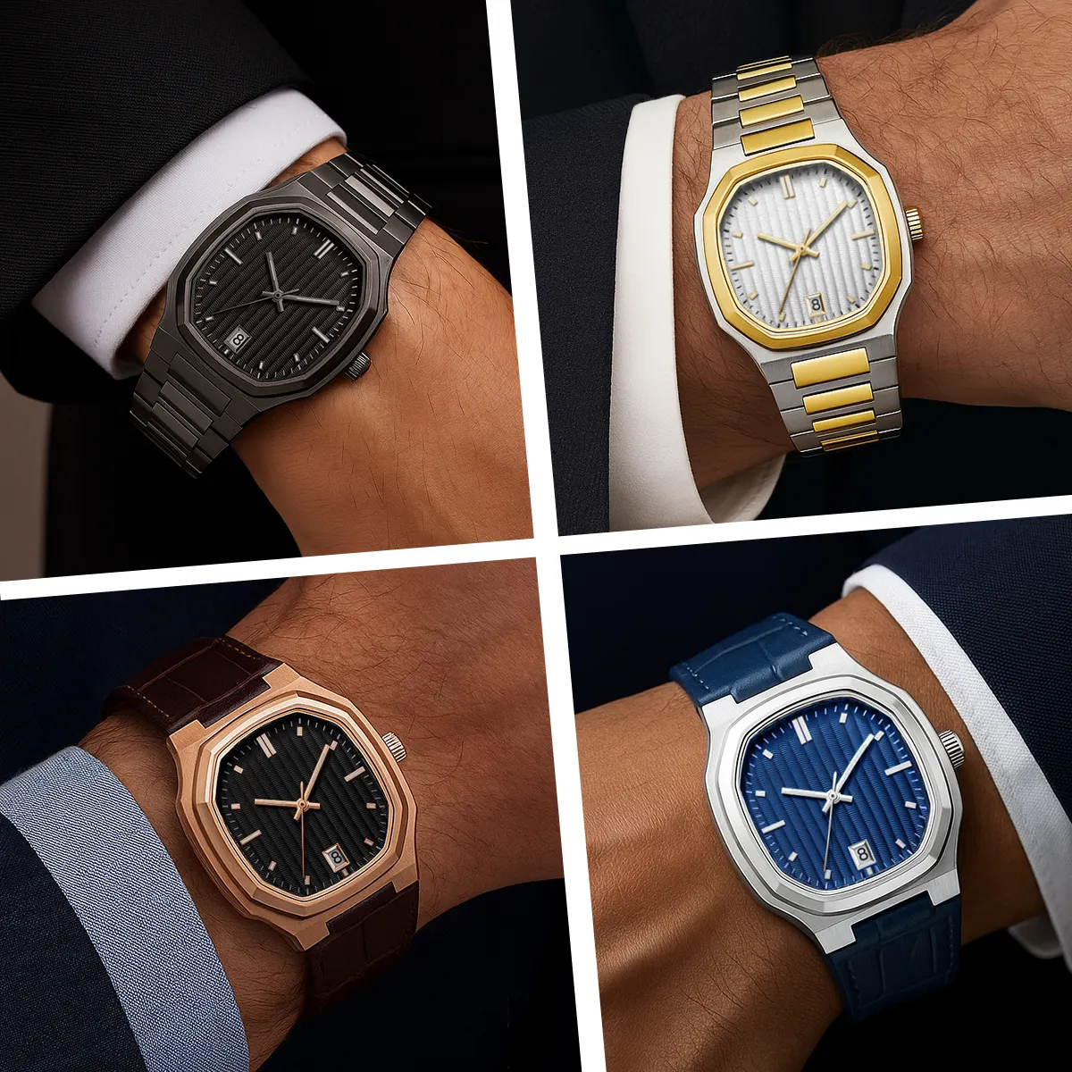 VDEAR Automatic Men's Watch with Leather Strap & Gold Case 4