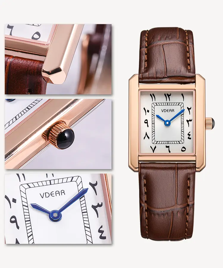 VDEAR Ultra Thin Leather Strap Quartz Watch for Women 3