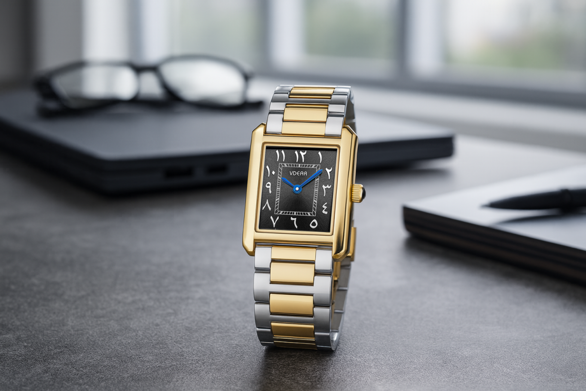 Vdear Rectangle Sunray Dial With Arabic Letter Unisex Watch Ultra Thin Quartz Wristwatch 10