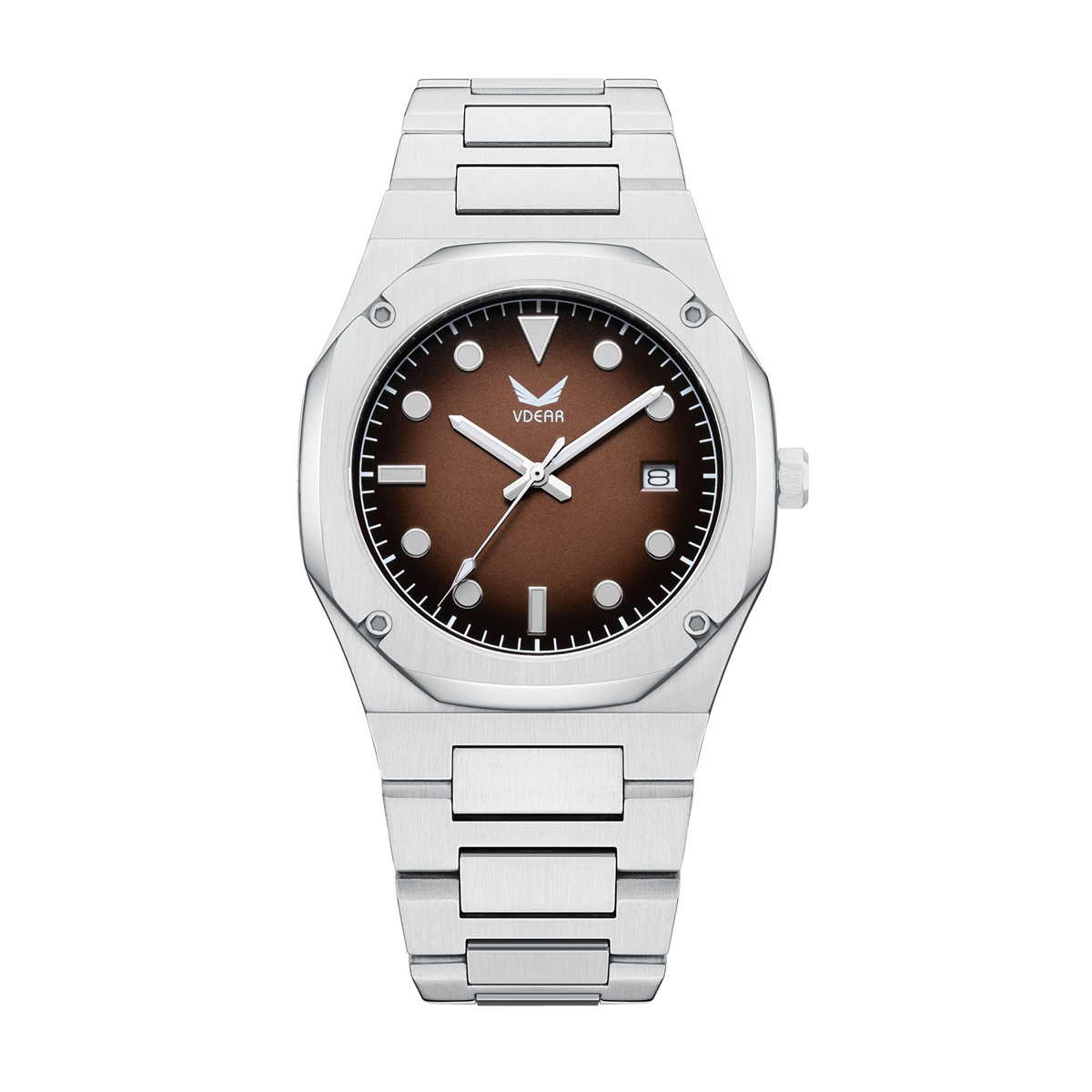 Vdear Men Luxury Ultra Thin 7mm Case Quartz Watch Concentric Gradient Dial With Luminous Hands Date Wristwatch 9