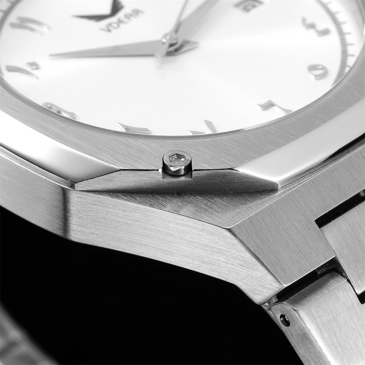 Vdear Men Luxury Ultra Thin 7mm Case Quartz Watch Concentric Gradient Dial With Luminous Hands Date Wristwatch 12