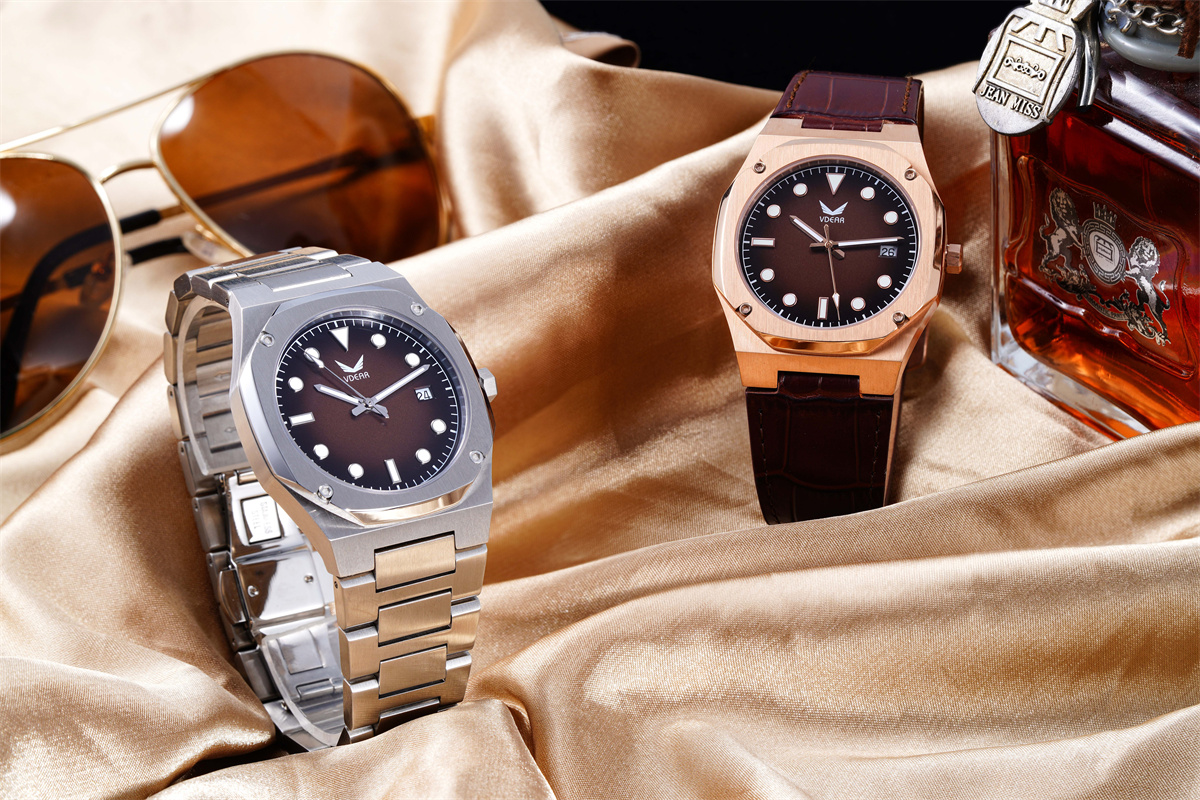 Vdear Men Luxury Ultra Thin 7mm Case Quartz Watch Concentric Gradient Dial With Luminous Hands Date Wristwatch 10