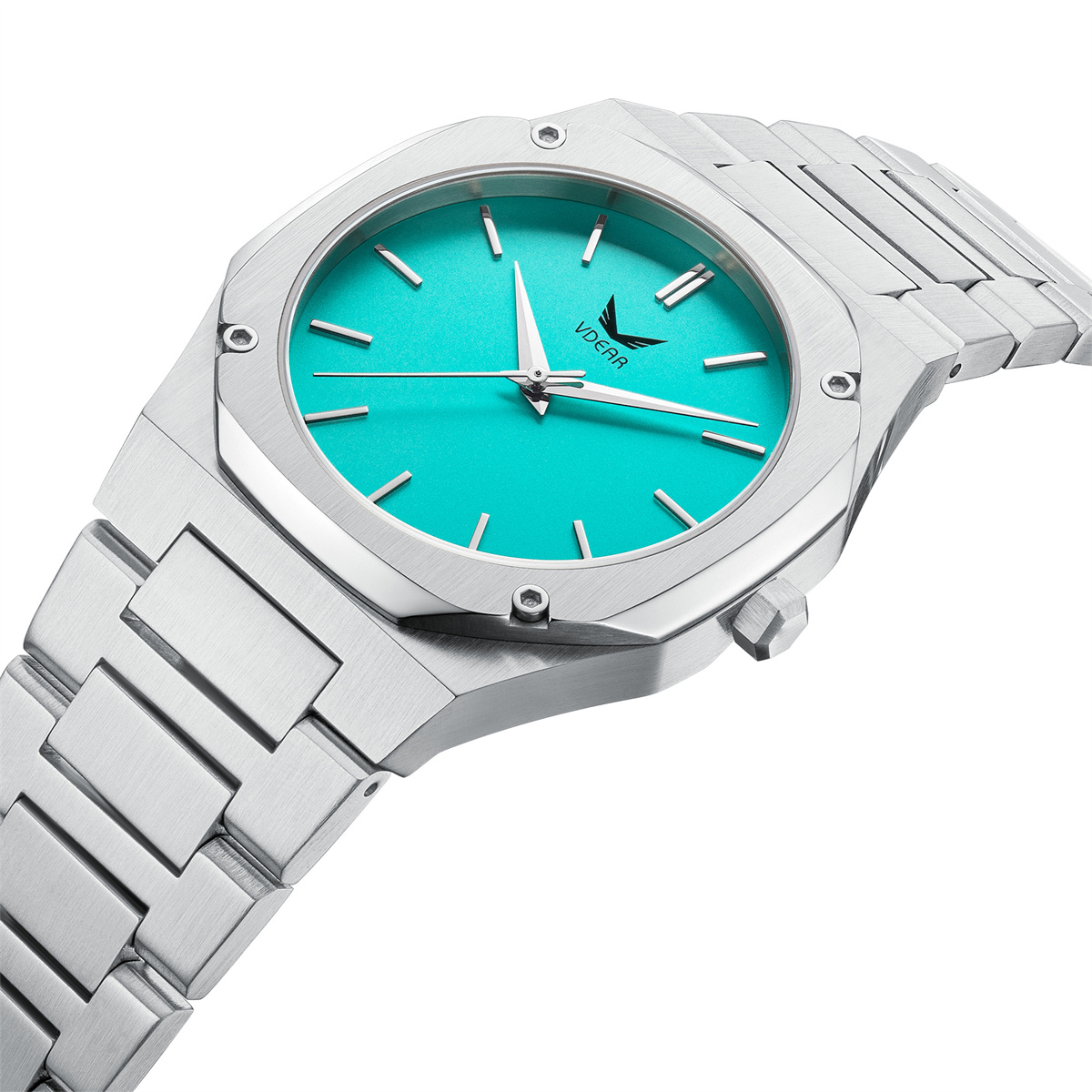 Vdear Ultra Thin 7mm Gold Octagon Case Male Wristwatch Leather Strap Minimalist Matte Green Dial Men Quartz Watch 11