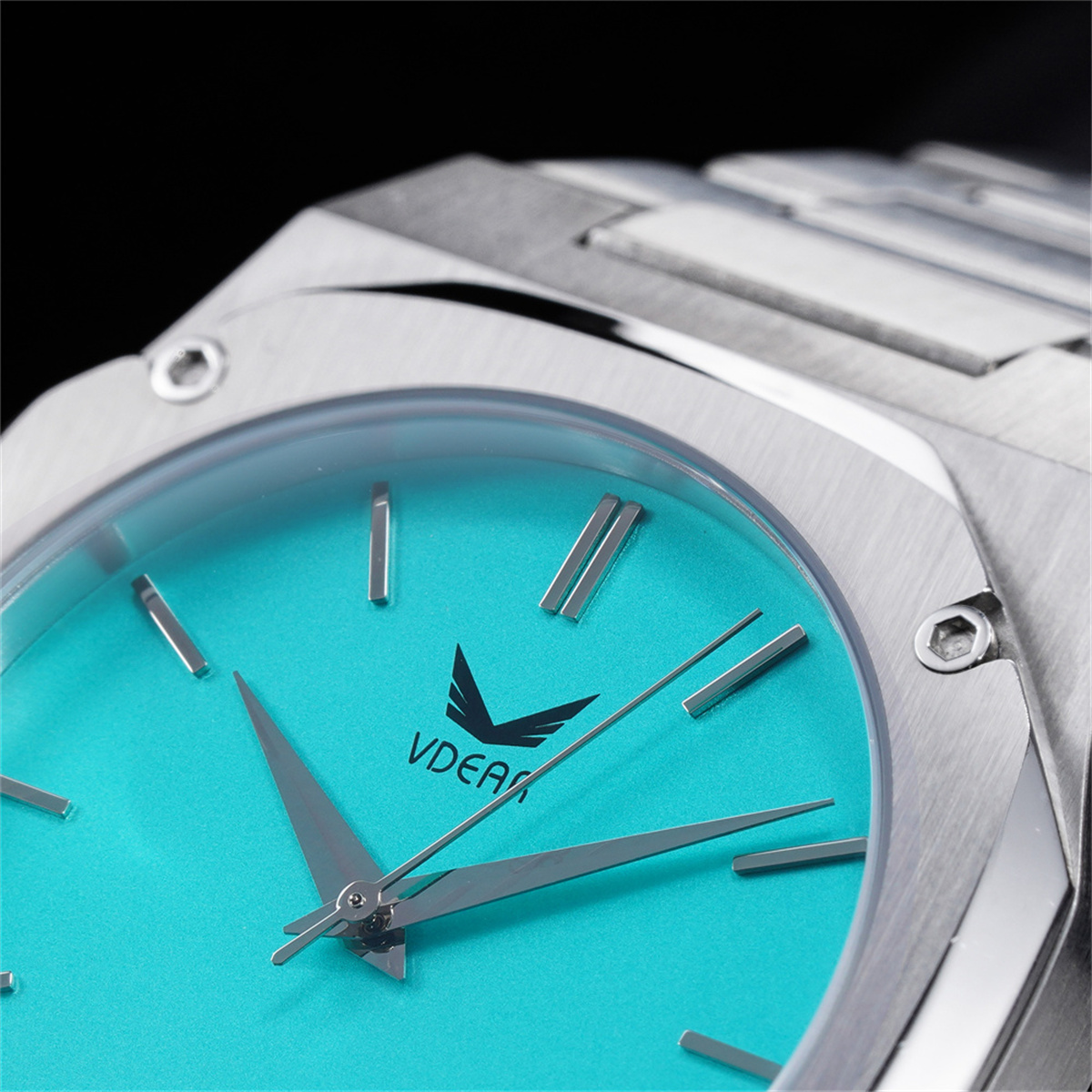 Vdear Ultra Thin 7mm Gold Octagon Case Male Wristwatch Leather Strap Minimalist Matte Green Dial Men Quartz Watch 12