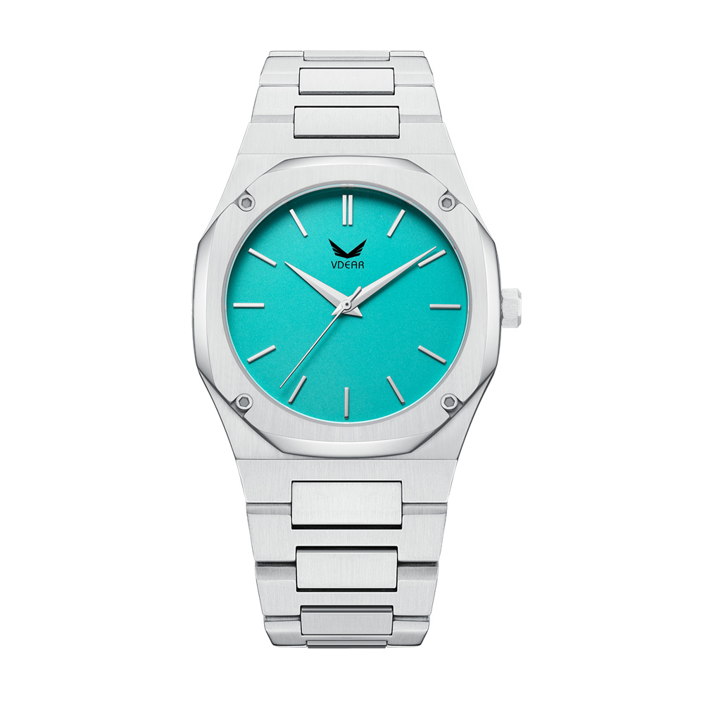 Vdear Ultra Thin 7mm Gold Octagon Case Male Wristwatch Leather Strap Minimalist Matte Green Dial Men Quartz Watch 9