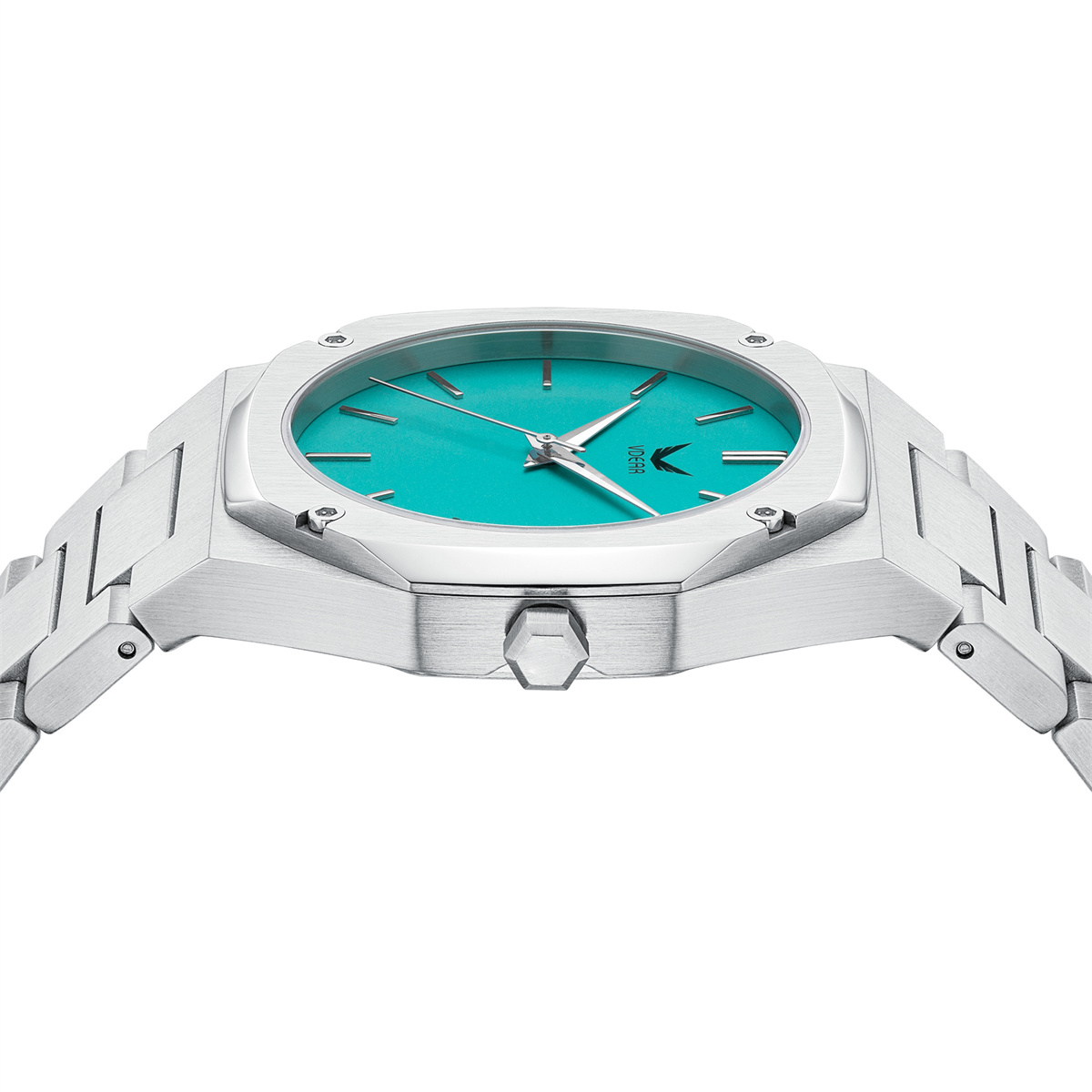 Vdear Ultra Thin 7mm Gold Octagon Case Male Wristwatch Leather Strap Minimalist Matte Green Dial Men Quartz Watch 13