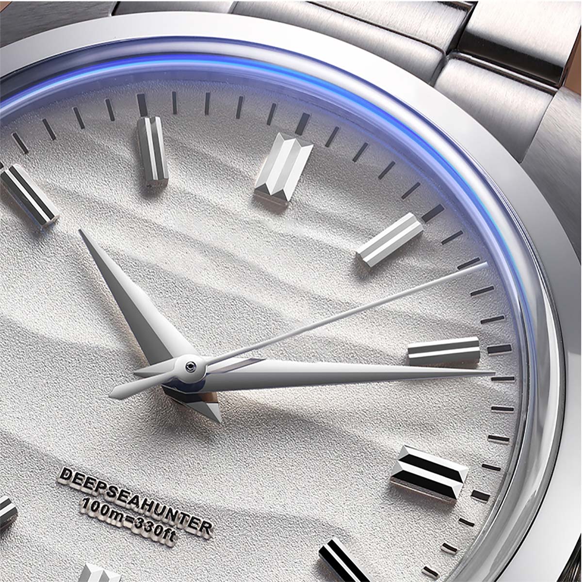 Vdear OEM 3d Sand Grain Wavy Dial Men Watch Stainless Steel Strap Quartz Wristwatch 11