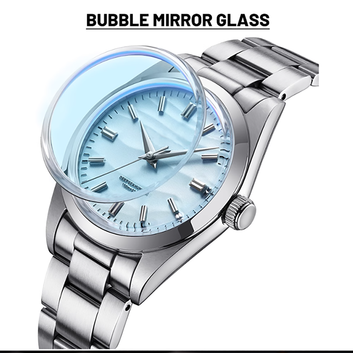 Vdear OEM 3d Sand Grain Wavy Dial Men Watch Stainless Steel Strap Quartz Wristwatch 13