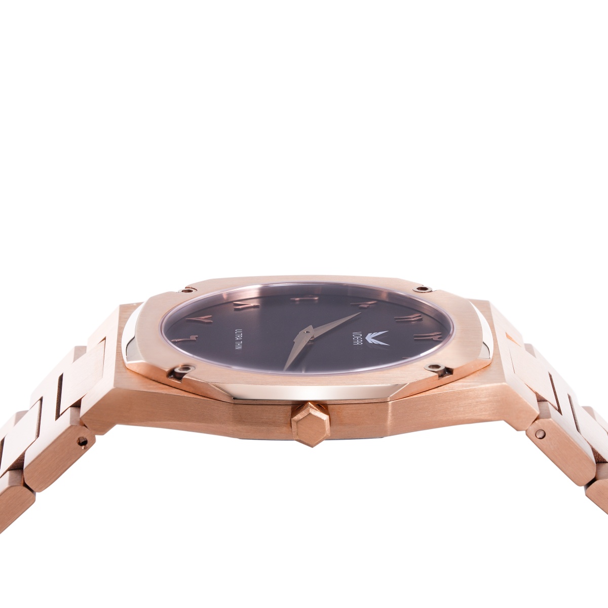 Vdear Silicone Strap Arabic Sunray Dial 7mm Thickness Gold Octagon Case Quartz Wristwatch 12