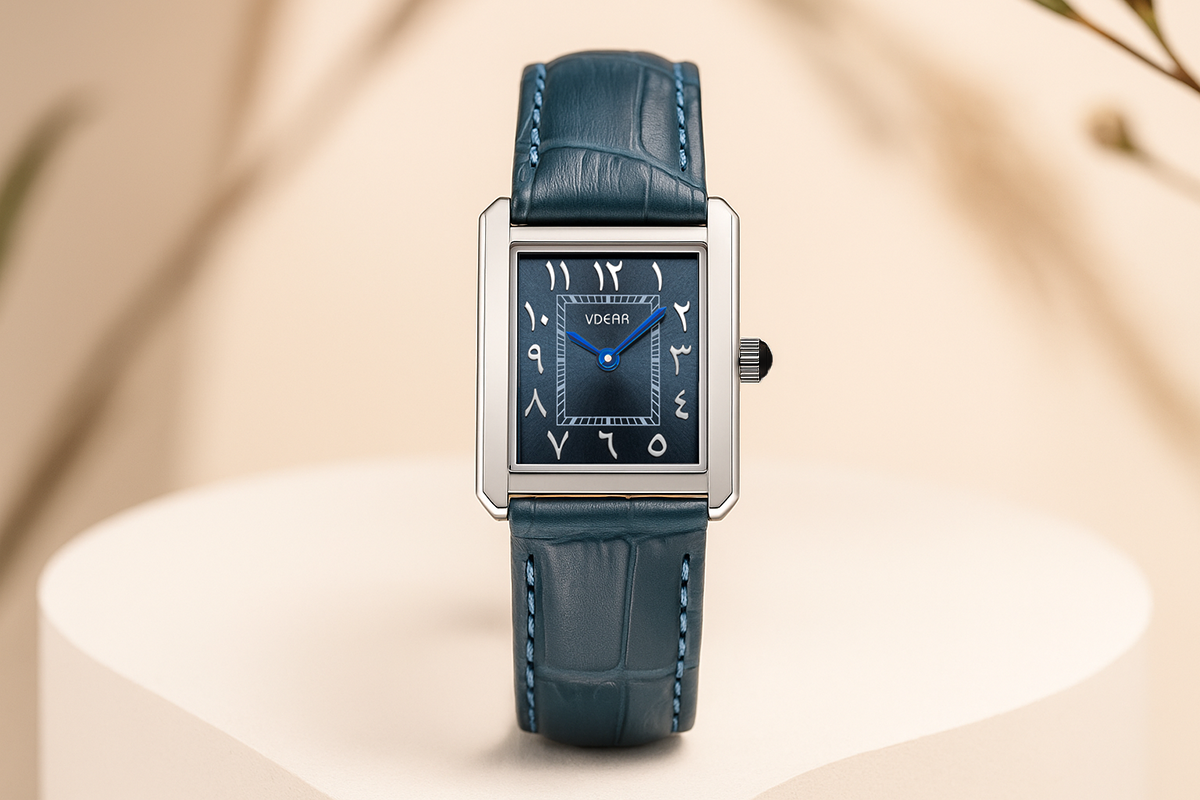 Vdear Ultra Thin Rectangle Sunray Dial With Arabic Number Quartz Watch Leather Strap Women Wristwatch 16