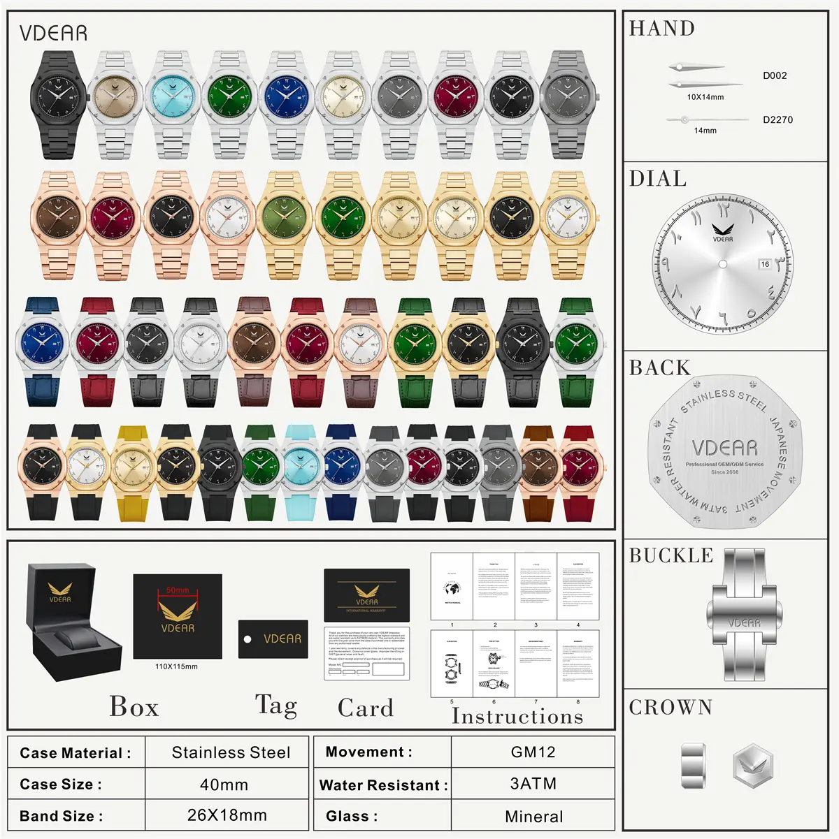 VDEAR Moonphase Quartz Watch 5