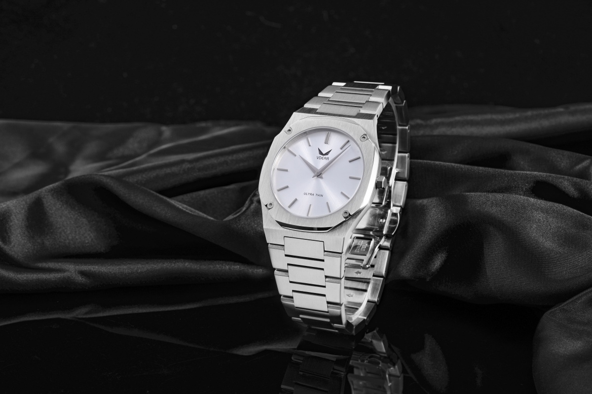 Vdear Leather Strap Ultra Thin 7mm Gold Octagon Case Sunray Dial Quartz Watch 10