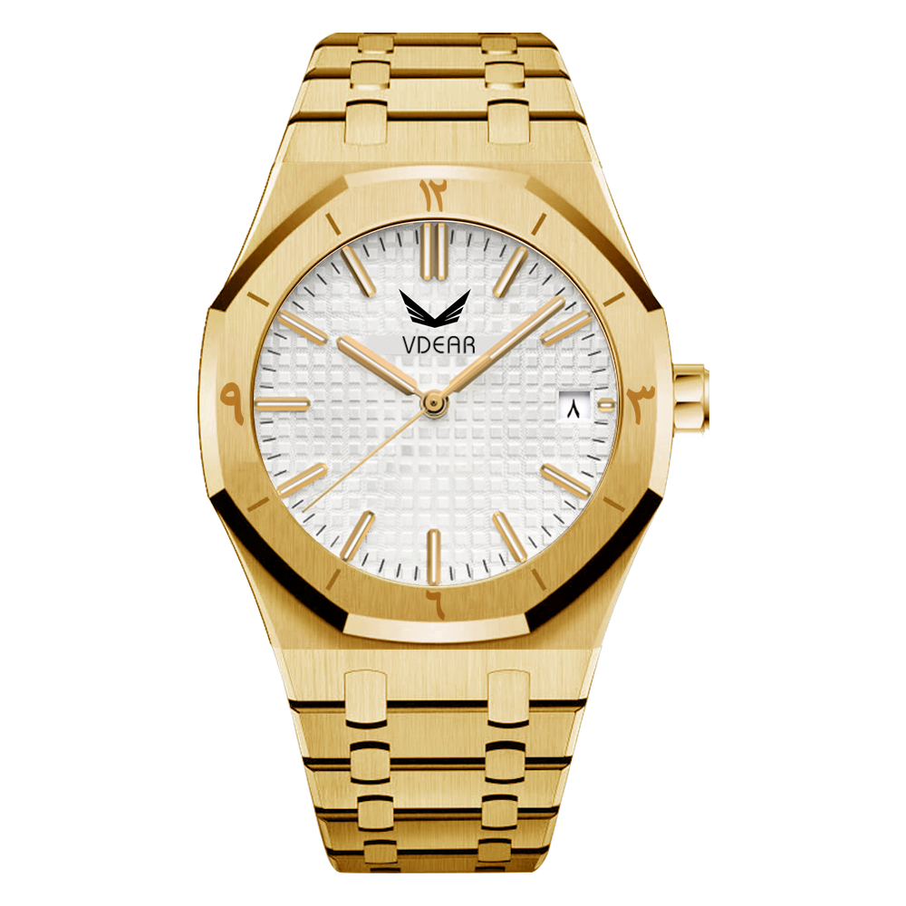 Vdear New Arrive Arabic Letter Bezel With Checkered Dial Luminous Date Men Quartz Watch 9