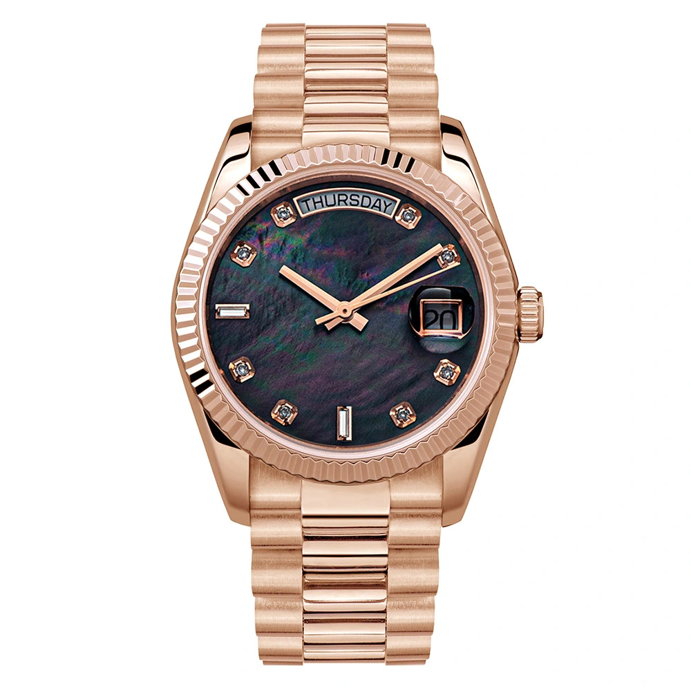 Orologio da polso al quarzo da uomo di lusso con quadrante a conchiglia personalizzato Vdear, data settimanale e scala di diamanti 1