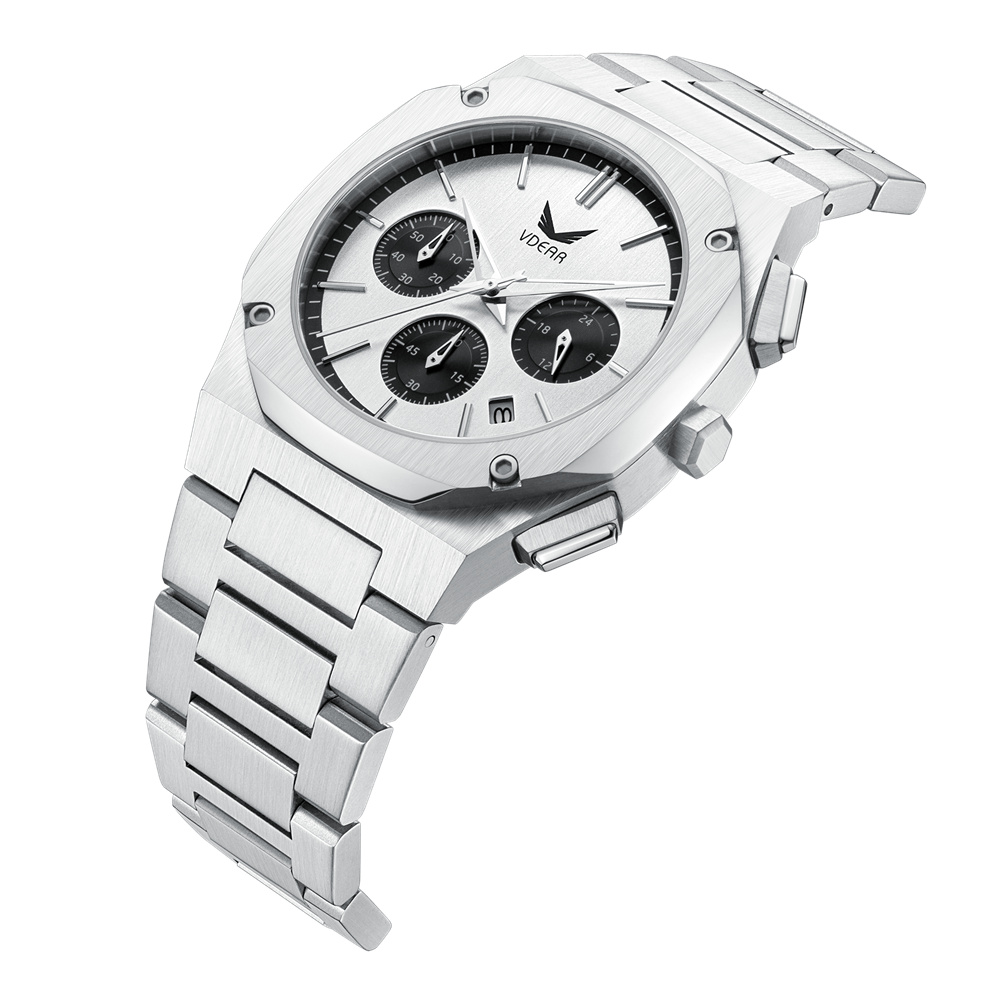 Vdear Leather Strap Black Dial Small Three Needle Quartz Watch Multifunction Calendar Men Luxury Wristwatch 11