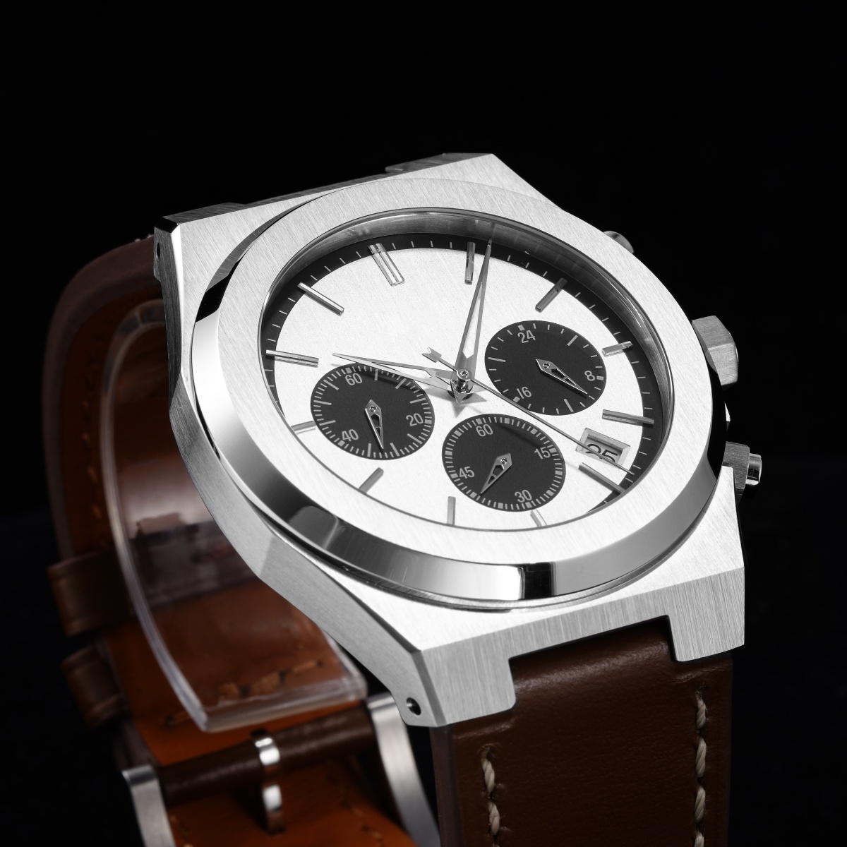 Vdear Multi Time Zone Blue Dial With Hollow Pointer Men Wristwatch Leather Strap 3atm Waterproof Calendar Watch 11