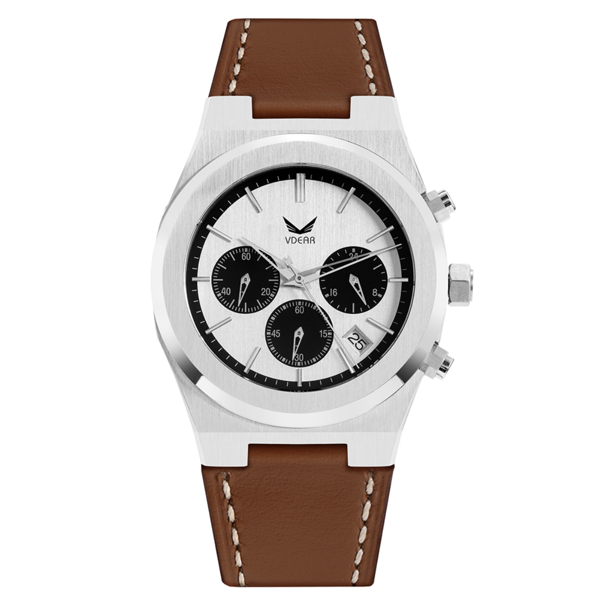 Vdear Multi Time Zone Blue Dial With Hollow Pointer Men Wristwatch Leather Strap 3atm Waterproof Calendar Watch 9