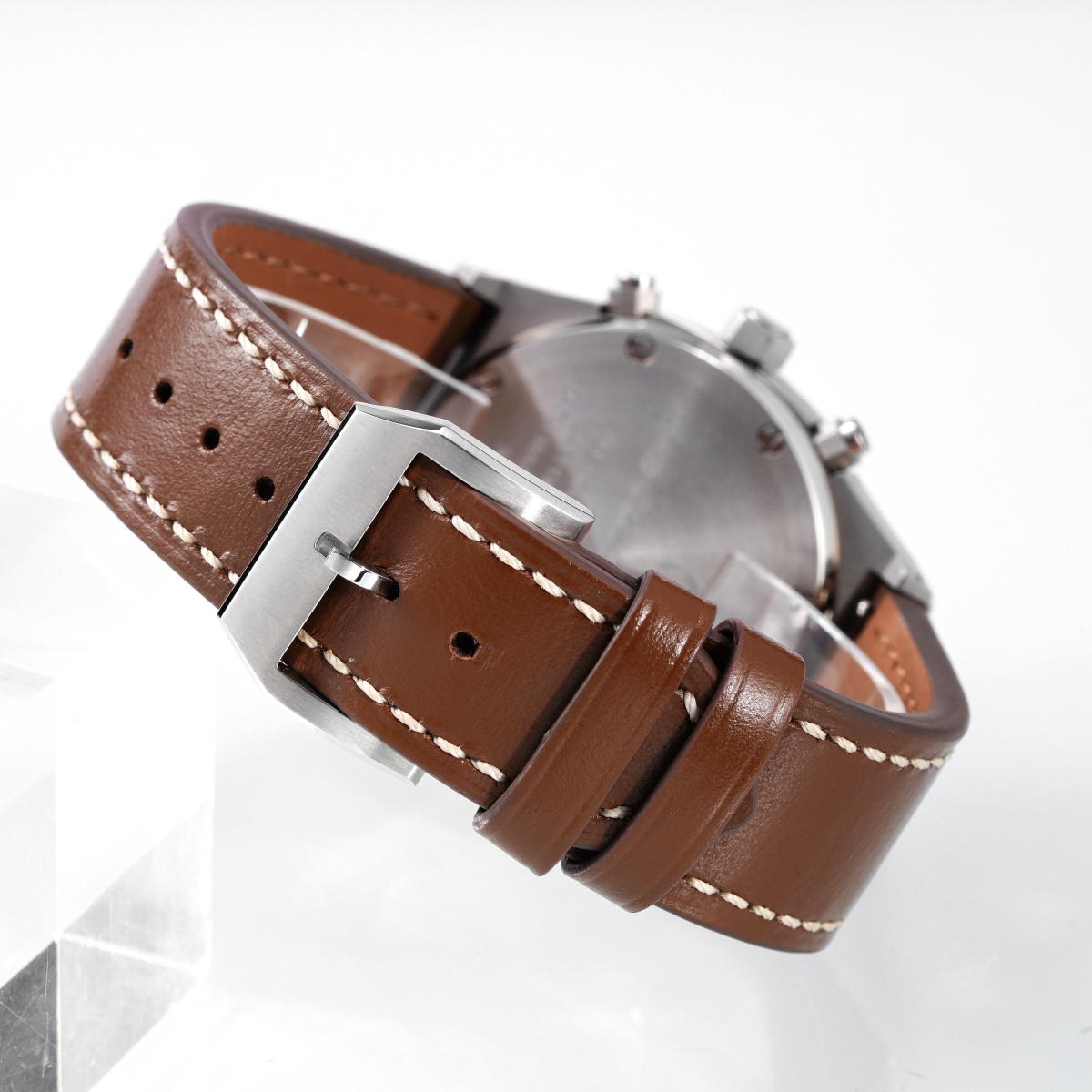 Vdear Multi Time Zone Blue Dial With Hollow Pointer Men Wristwatch Leather Strap 3atm Waterproof Calendar Watch 14