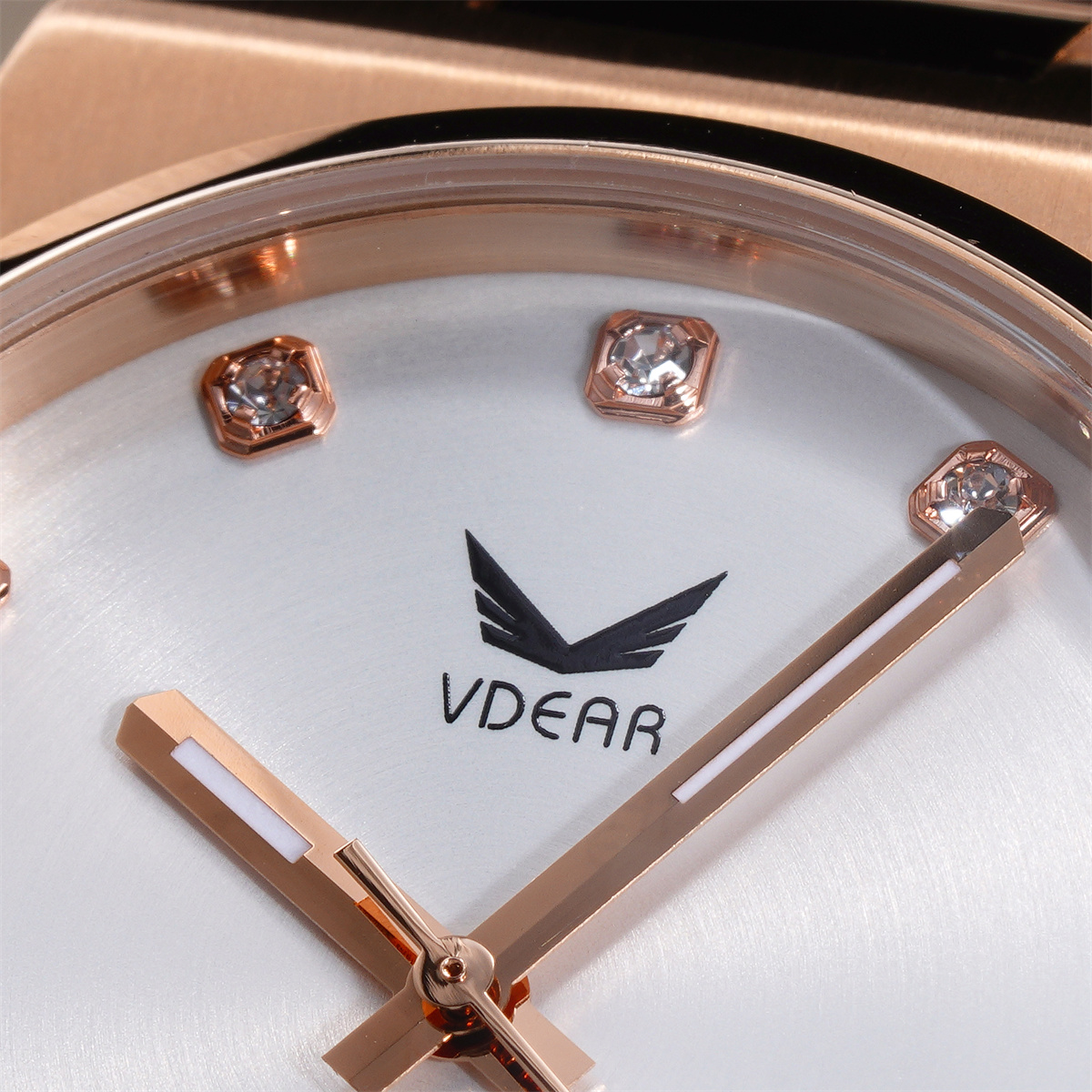 Vdear Elegant Small Round Case Crystals Scale Women Quartz Watches Sunray Dial With Luminous Hands Simple Watch 11