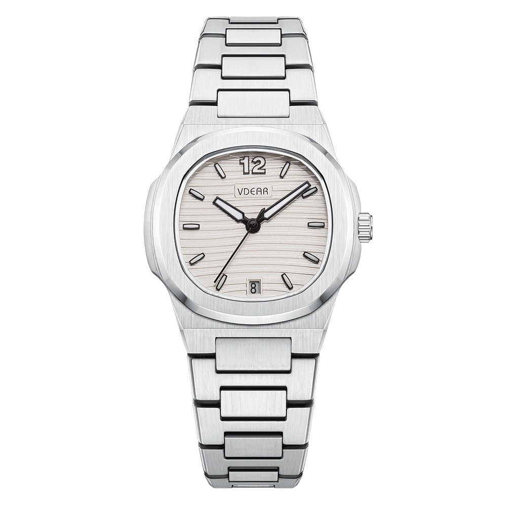 Vdear 30mm Square Case 3d Wavy Dial Luminous Date Lady Watch Luxury Quartz Women Watch 1