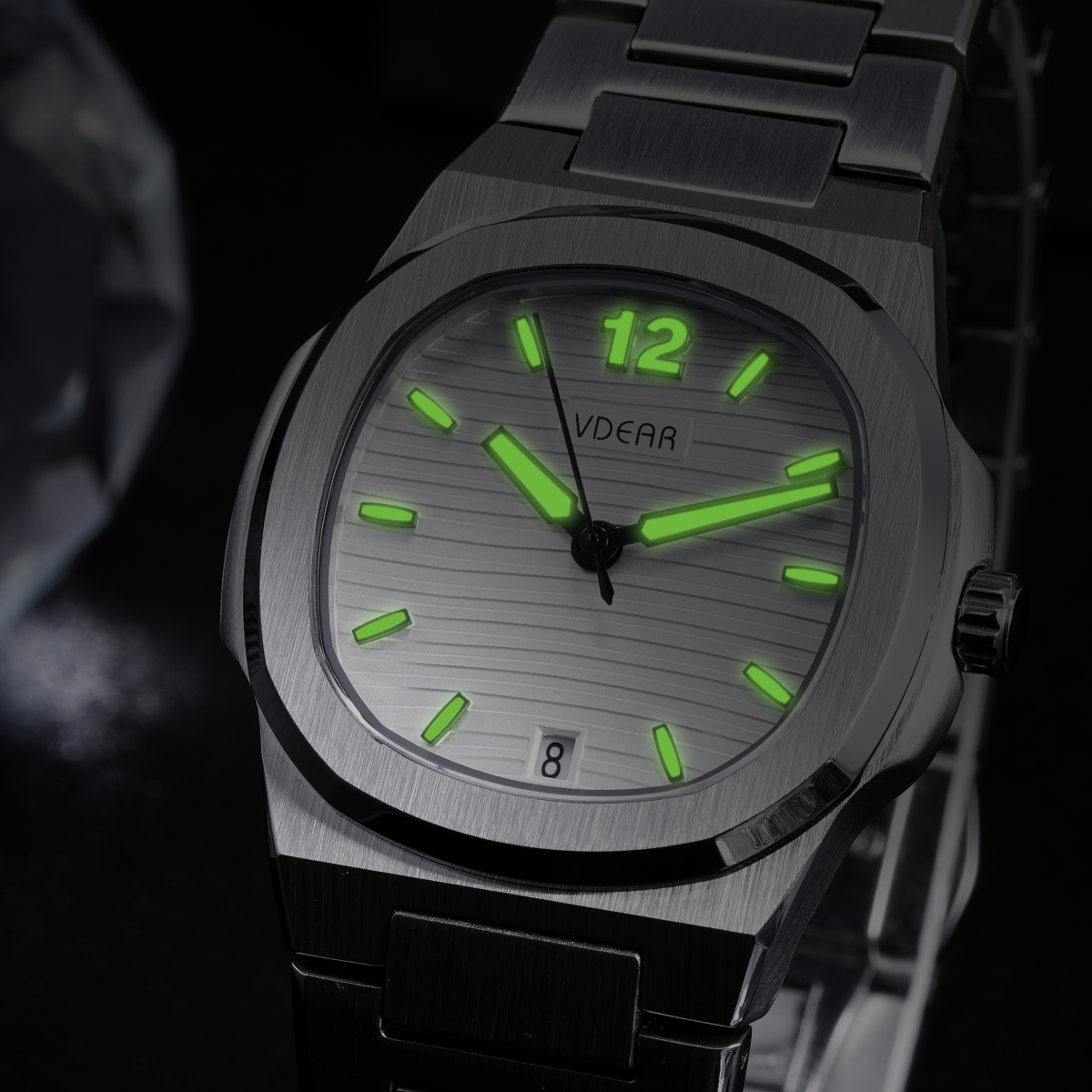 Vdear 30mm Square Case 3d Wavy Dial Luminous Date Lady Watch Luxury Quartz Women Watch 13