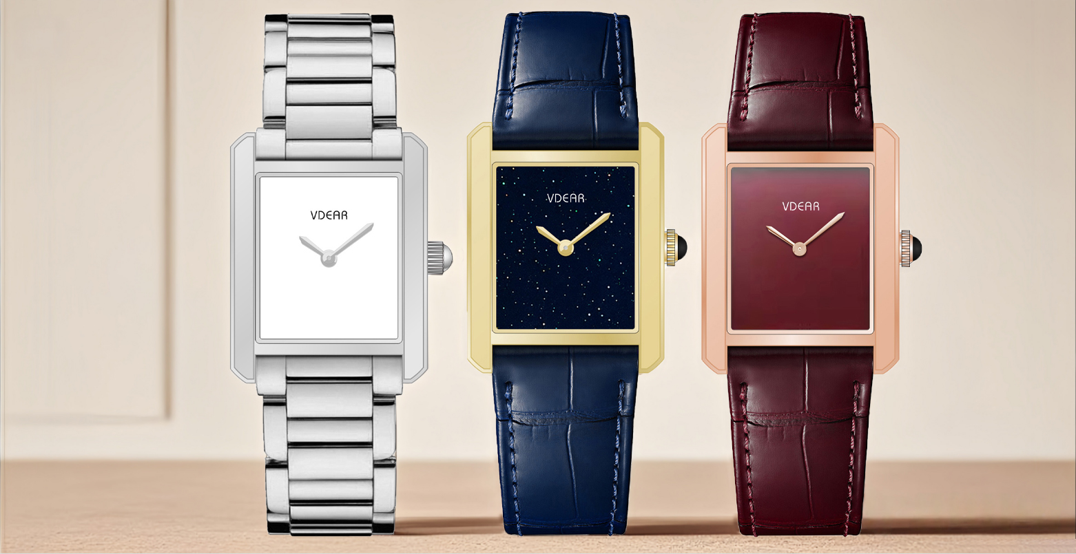 VDEAR Ultra Thin Quartz Watch: Matte Red Dial, Leather Strap 10